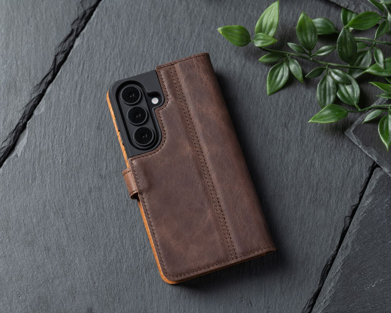 Samsung Galaxy S26 - Vintage Leather Wallet Phone Case
