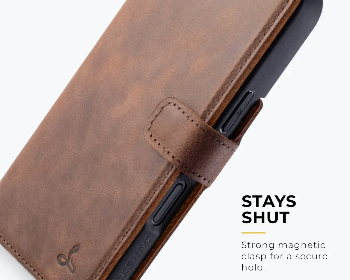 Snakehive Vintage Wallet Apple iPhone 18 Pro - Vintage Leather Wallet Phone Case Vintage Leather Wallet Case for Apple iPhone 18 Pro