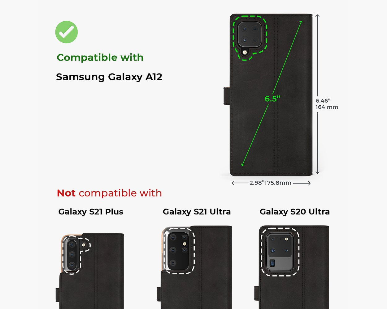 Samsung Galaxy A12 - Vintage Leather Wallet Phone Case