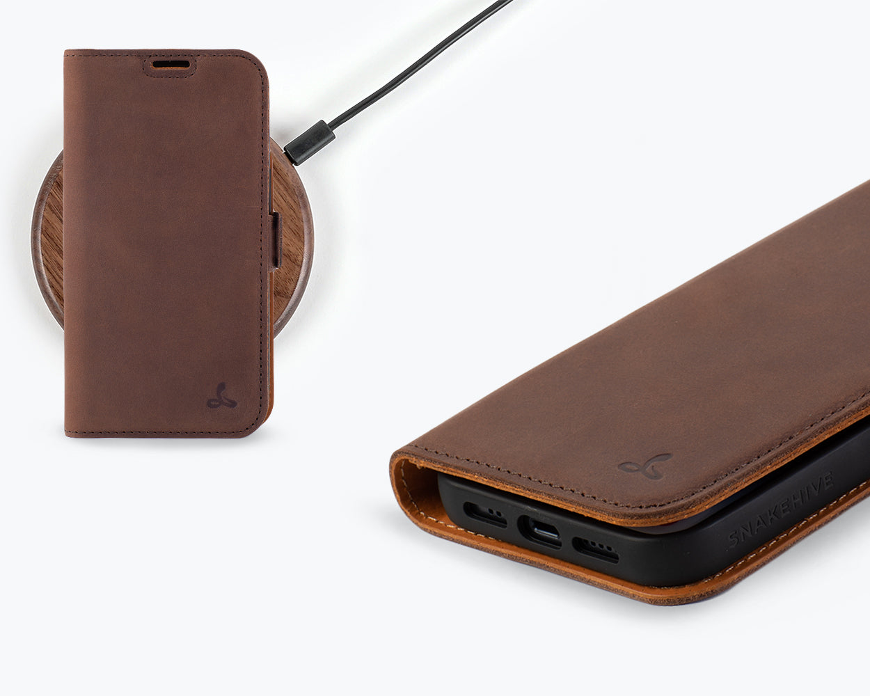 Apple iPhone 14 - Vintage Leather Wallet Phone Case (Side Clasp)