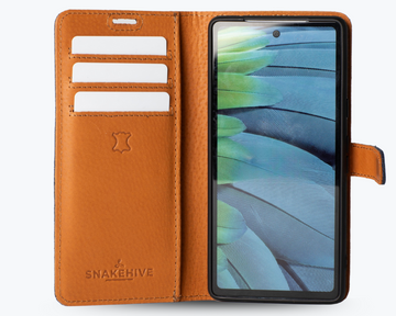 Étui Portefeuille SUANPOT Pour Google Pixel 8A - Cuir Synthétique Marron, RFID, 3 Cartes