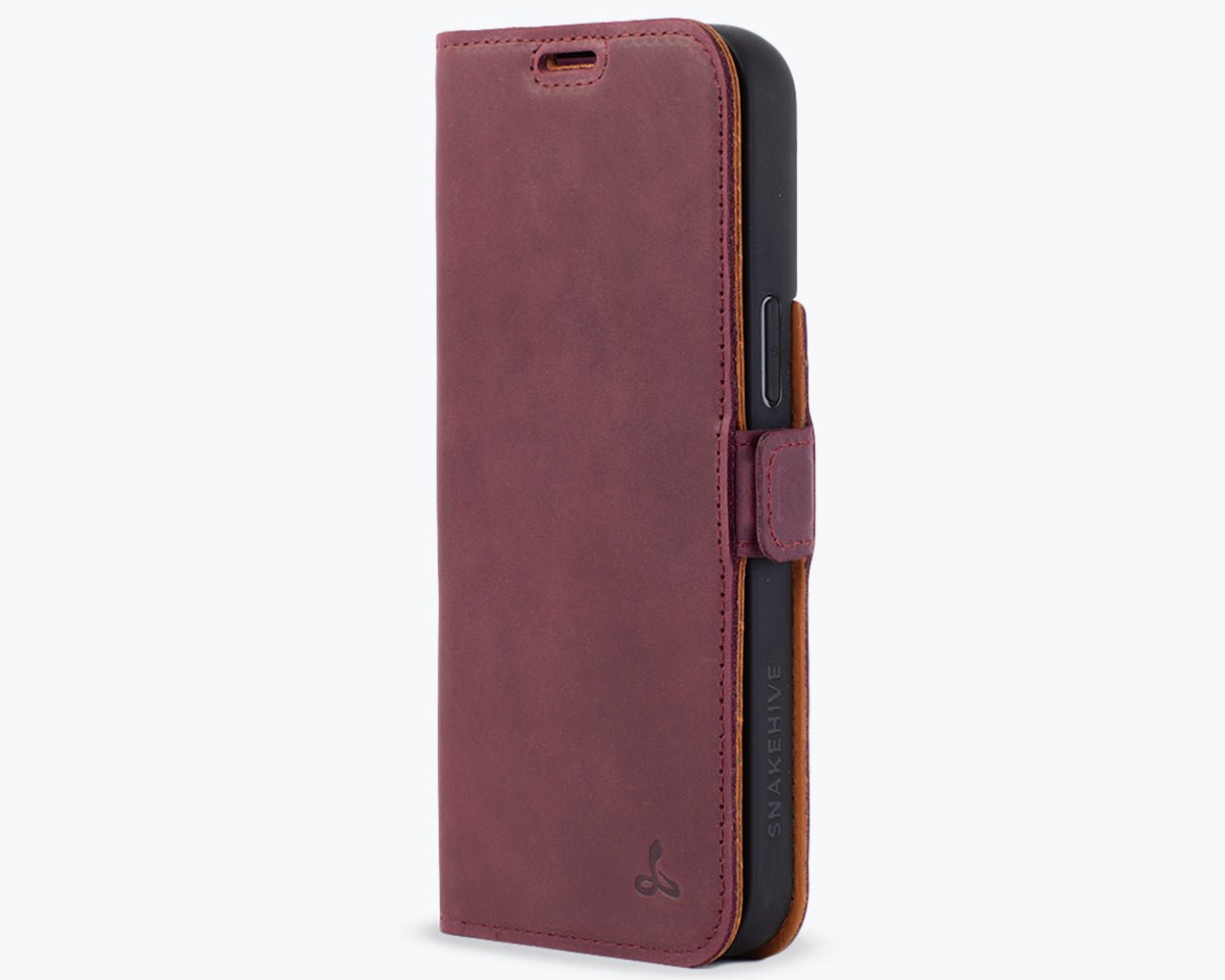 Apple iPhone 15 Pro Max - Vintage Leather Wallet (Side Clasp) Plum Apple iPhone 15 Pro Max - Snakehive UK