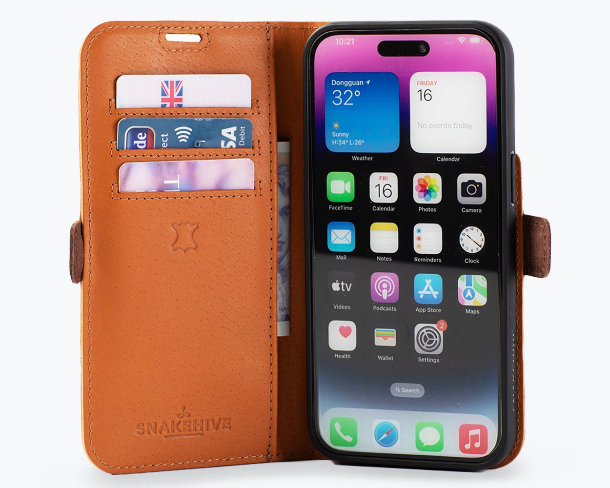 Apple iPhone 14 Pro Max - Vintage Leather Wallet Phone Case (Side Clasp)