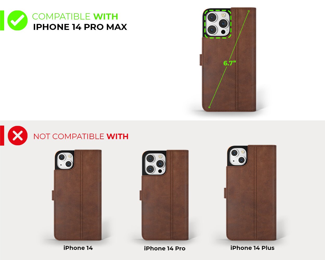Apple iPhone 14 Pro Max - Vintage Leather Wallet Phone Case (Side Clasp)