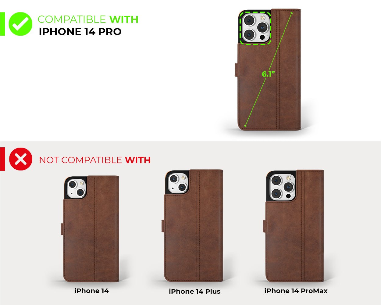 Apple iPhone 14 Pro - Vintage Leather Wallet Phone Case (Side Clasp)