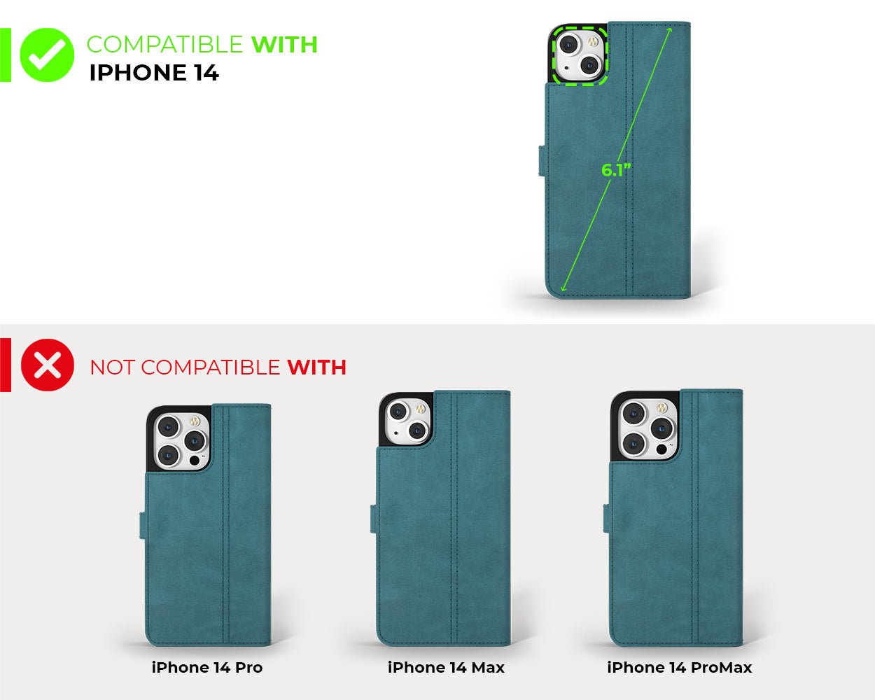 Apple iPhone 14 - Vintage Leather Wallet Phone Case (Side Clasp)