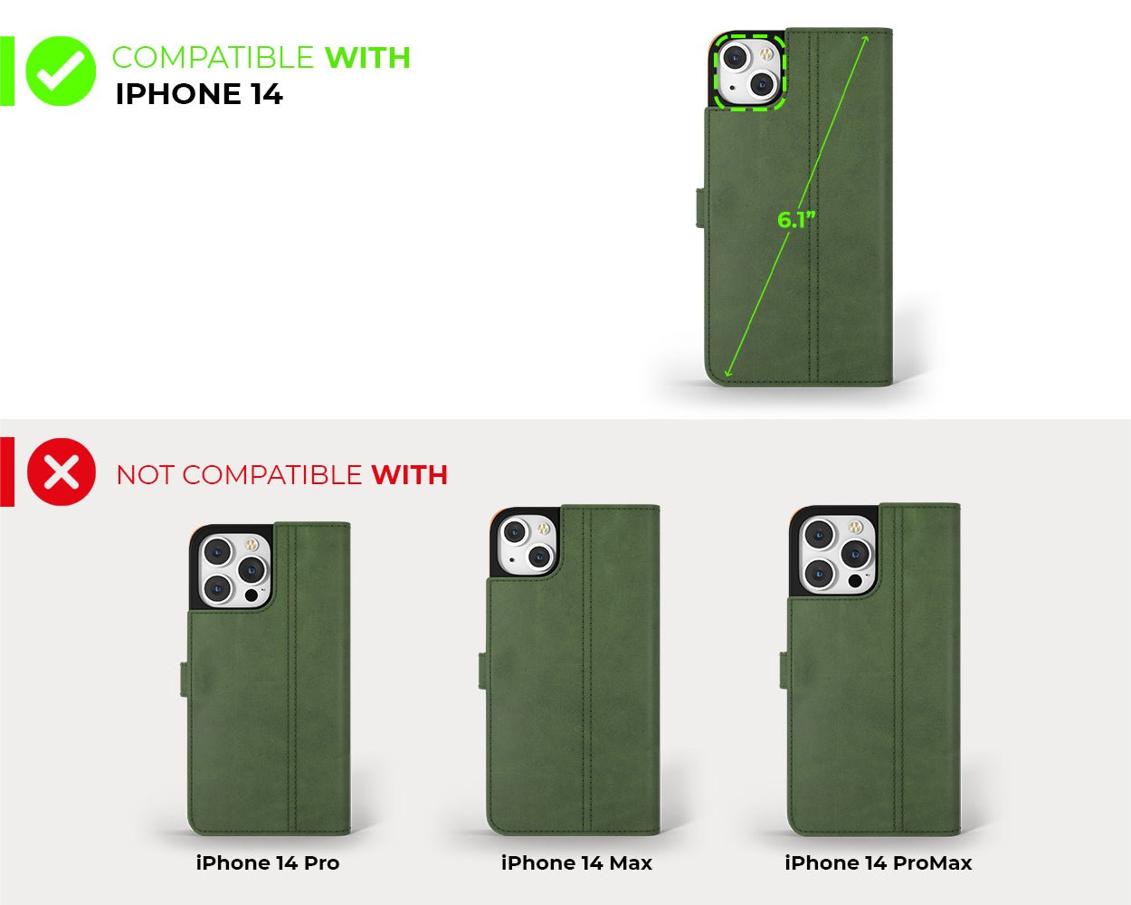 Apple iPhone 14 - Vintage Leather Wallet Phone Case (Side Clasp)