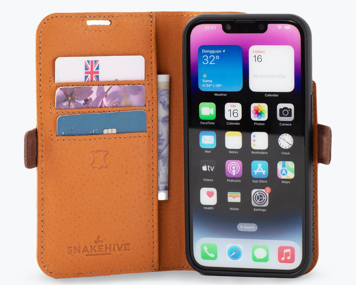 Apple iPhone 15 - Vintage Leather Wallet (Side Clasp)