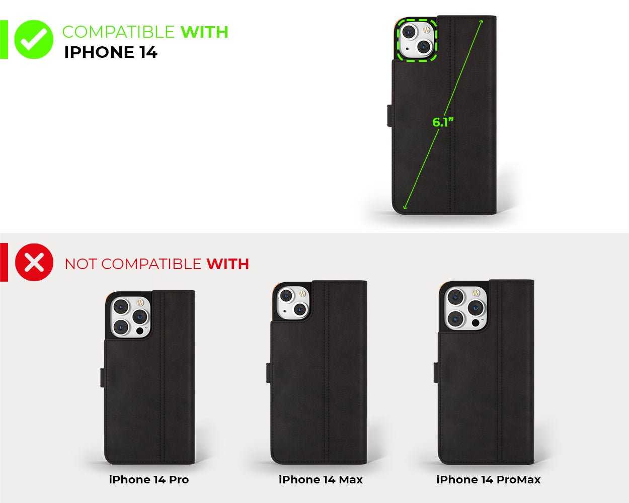 Apple iPhone 14 - Vintage Leather Wallet Phone Case (Side Clasp)