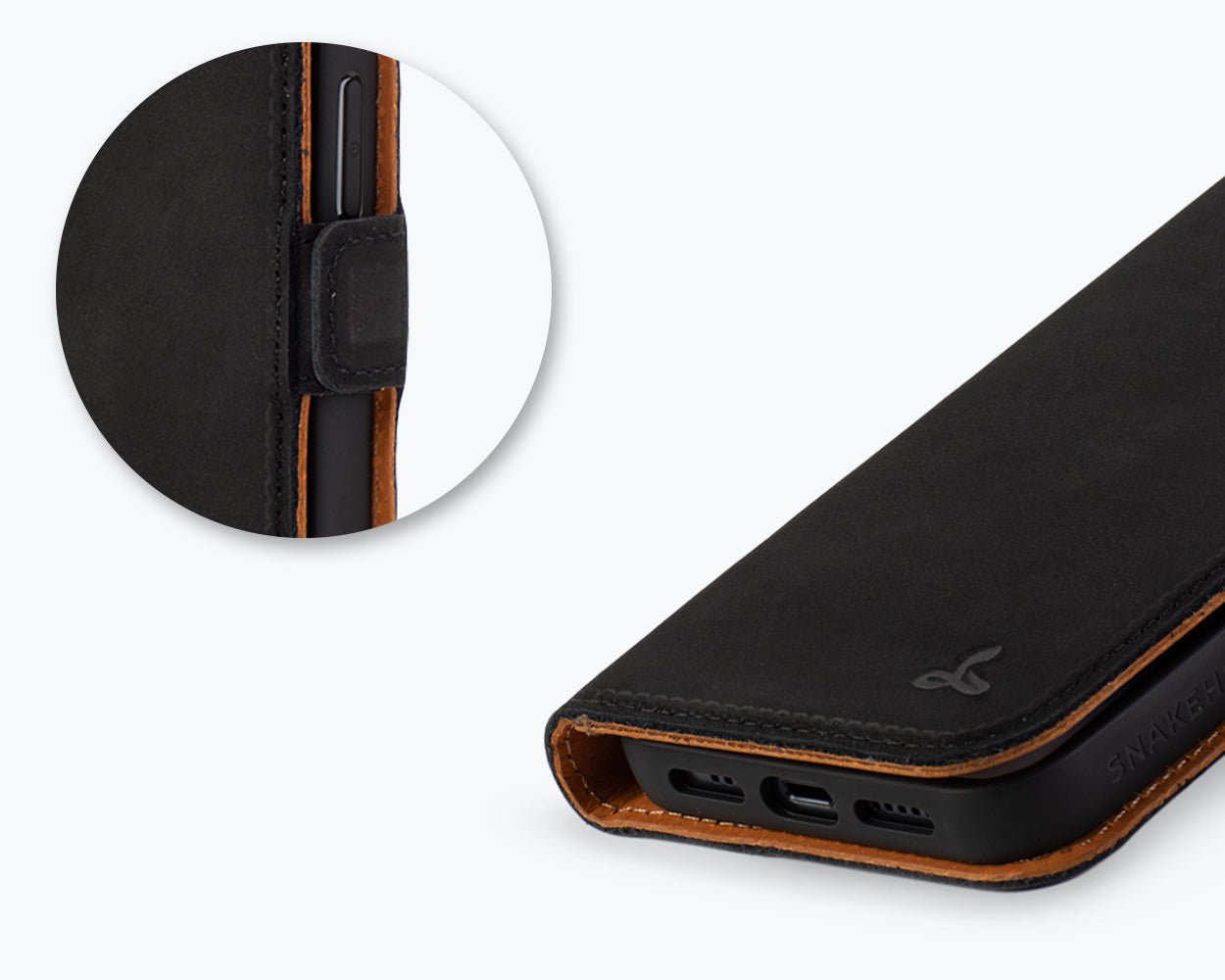 Apple iPhone 14 - Vintage Leather Wallet Phone Case (Side Clasp)