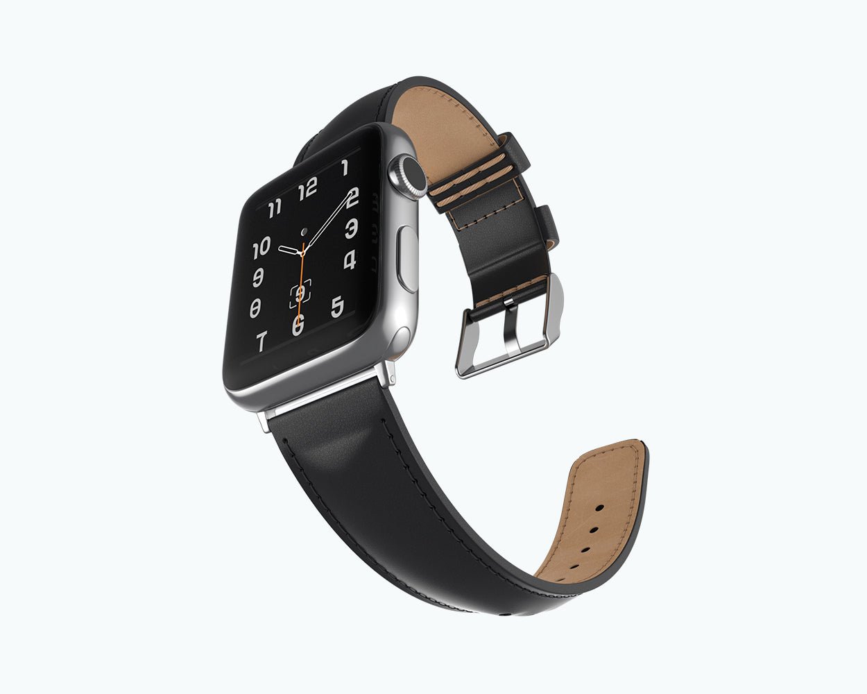 Metro Leather Watch Strap - For Apple Series Watches Jet Black (38 / 40 / 41mm) - Snakehive UK