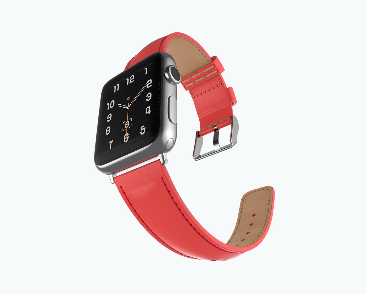 Metro Leather Watch Strap - For Apple Series Watches Poppy Red (38 / 40 / 41mm) - Snakehive UK