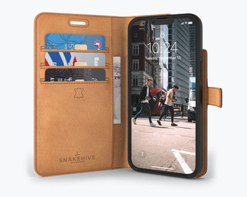 Snakehive Vintage Wallet For Apple iPhone 13 Mini Real Leather Wallet Phone Case Genuine Leather with Viewing Stand 3 Card Holder Flip Folio Cover