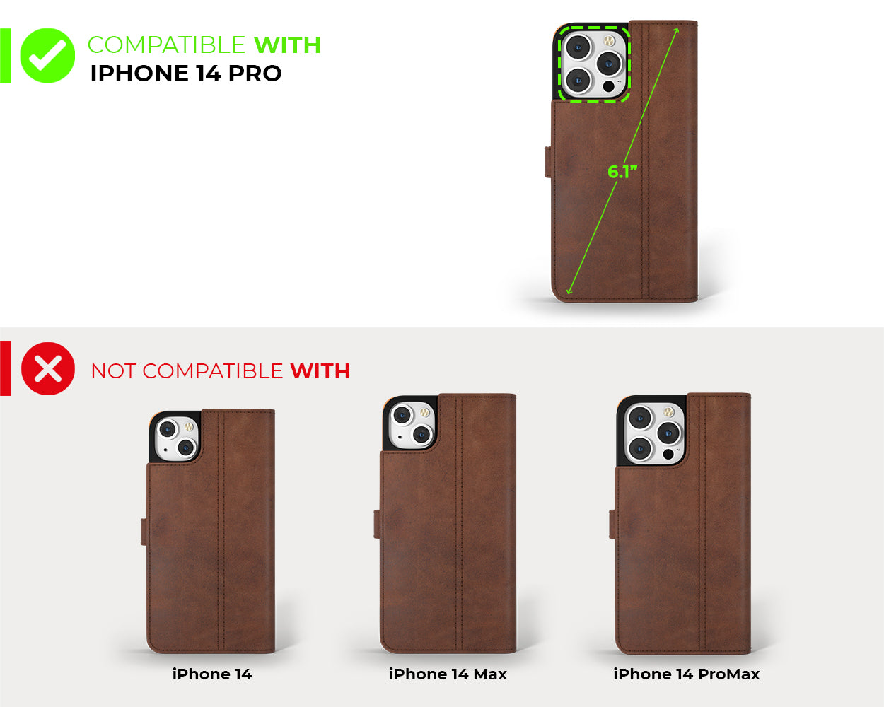 Apple iPhone 14 Pro - Vintage Leather Wallet Phone Case