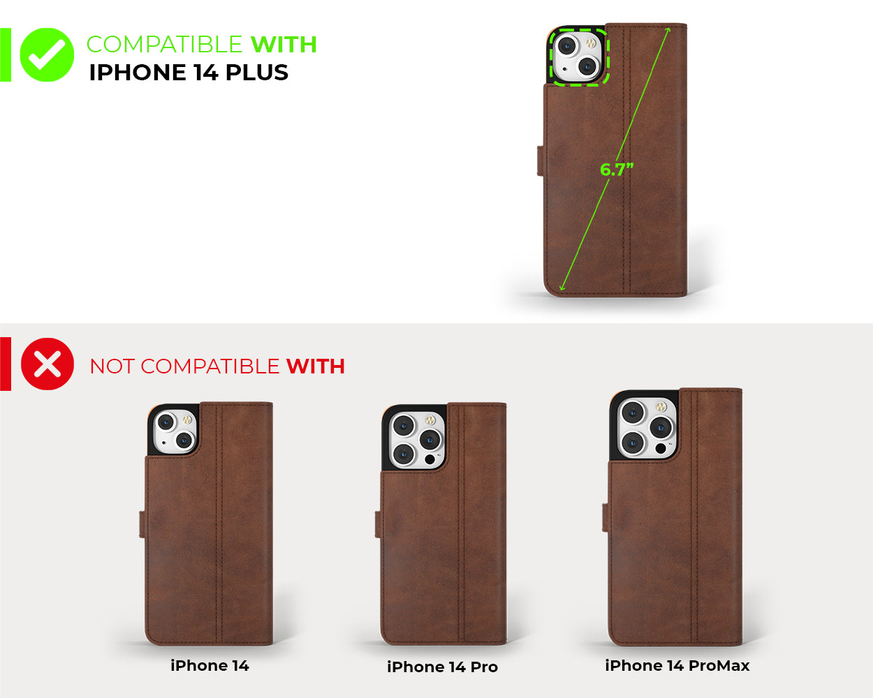 Apple iPhone 14 Plus - Vintage Leather Wallet Phone Case